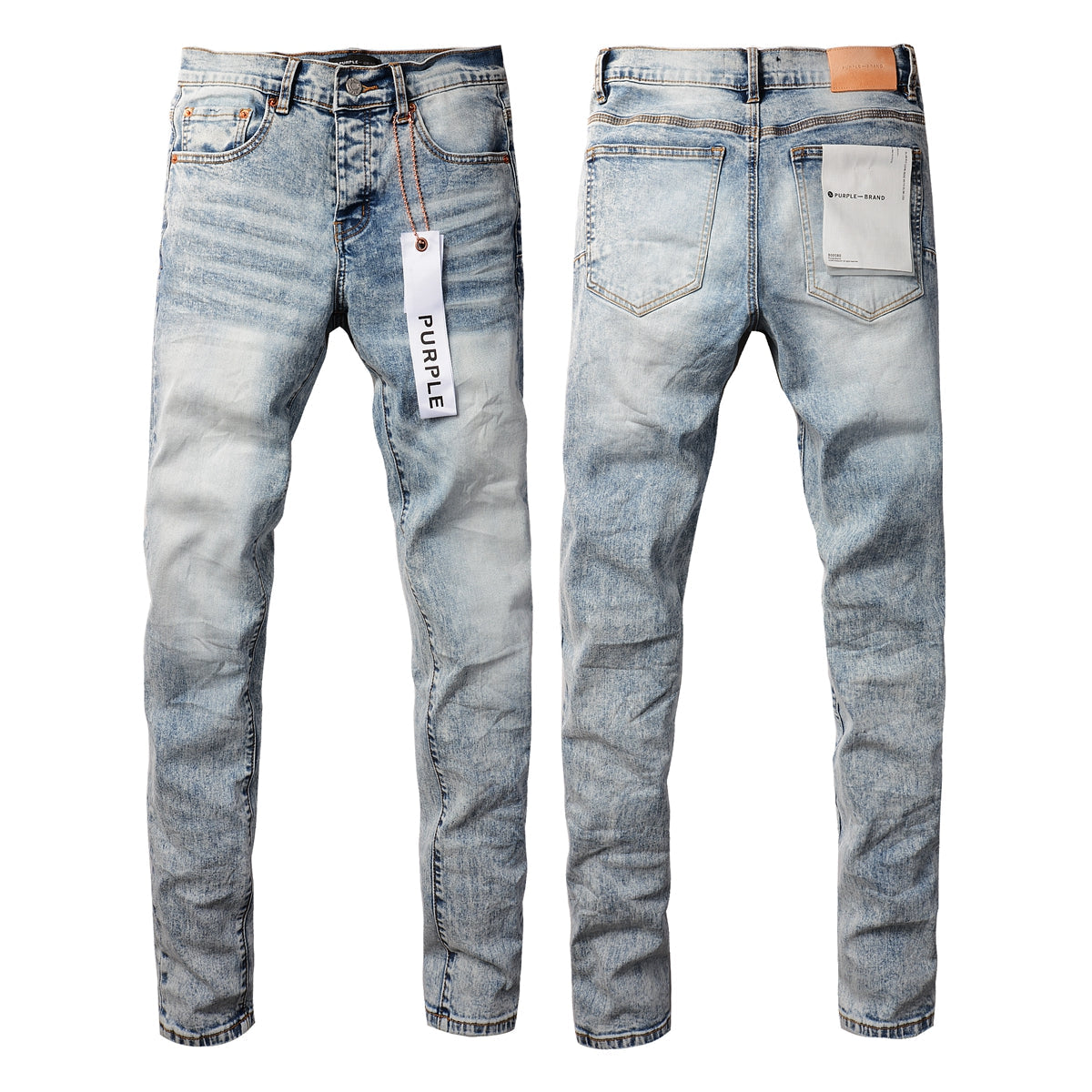 Men Streetwear Skinny Jeans Light Blue Wash with Lightly Faded Wash 9053