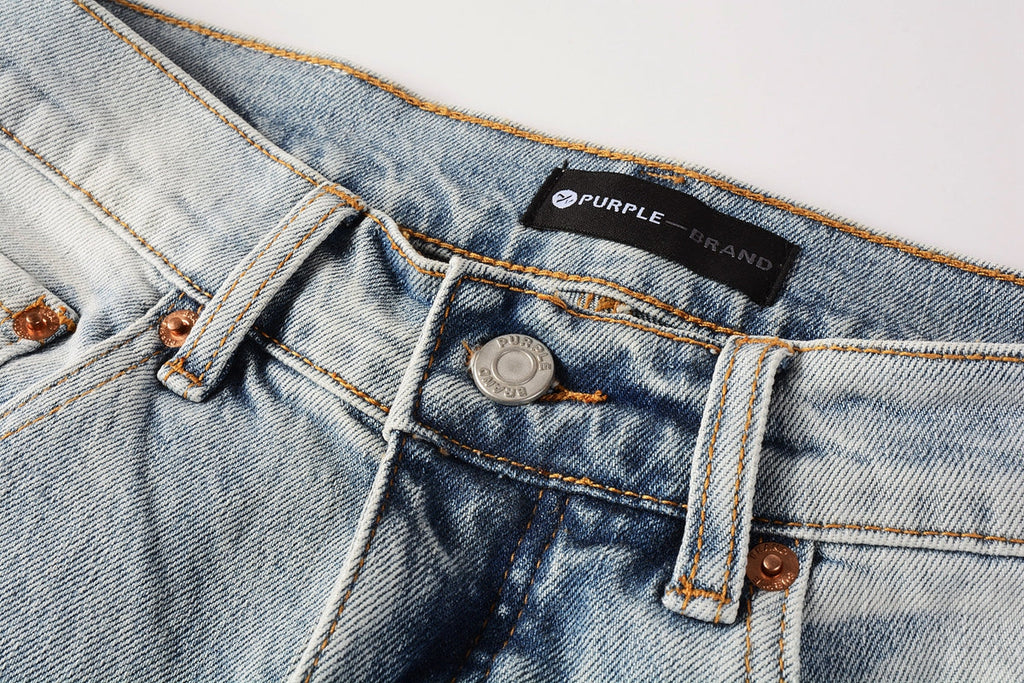 Men Streetwear Jeans Light Blue Paint Splash Distressed Ripped skinny 9100