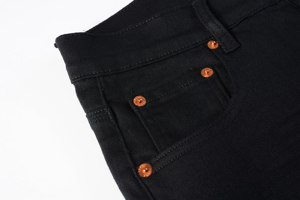 Men Streetwear Skinny Jeans Black Wash with Clean Minimalist Style 9023