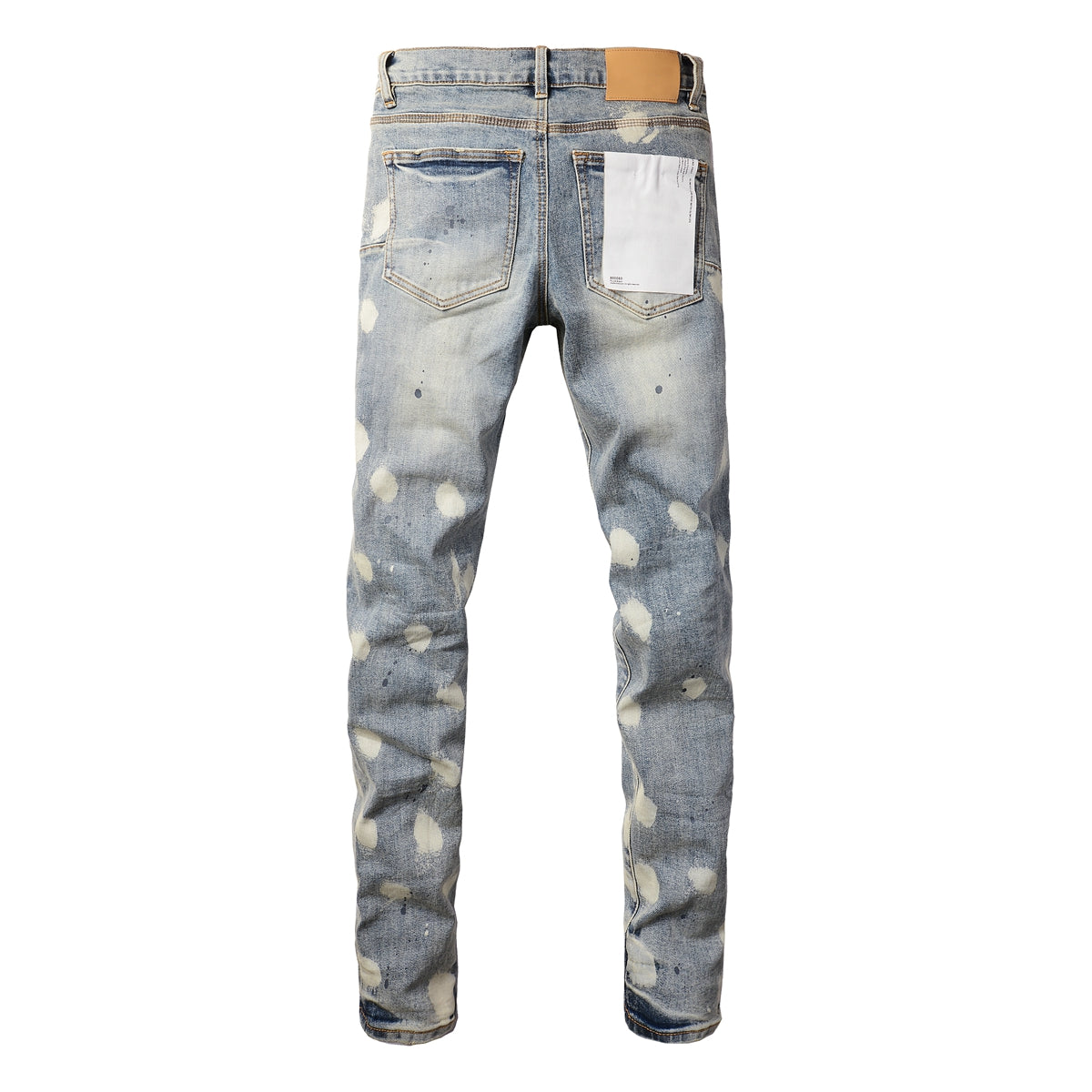 Men Streetwear Jeans Distressed Light Blue Paint Dot Ripped skinny 9092