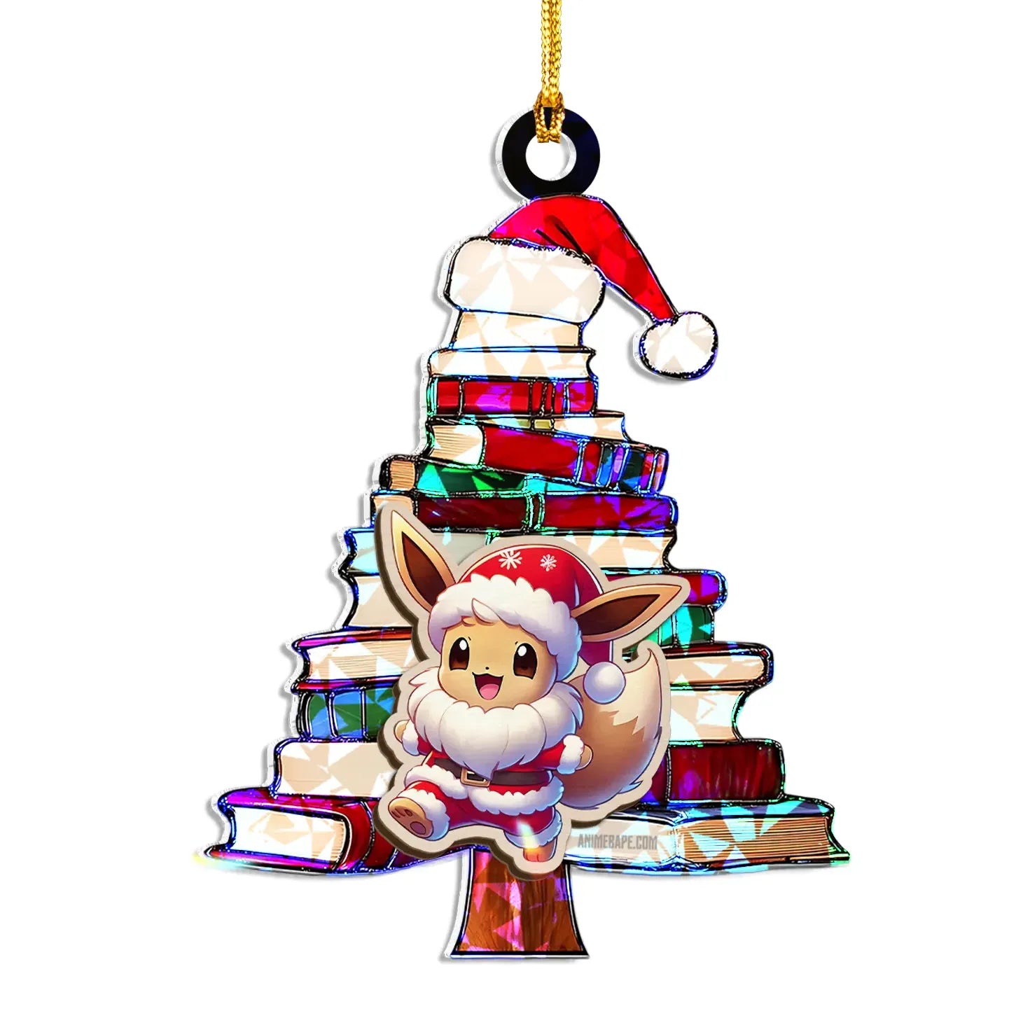 Eevee Pokemon Wood Shattered Glass Hologram Ornament - 8 in