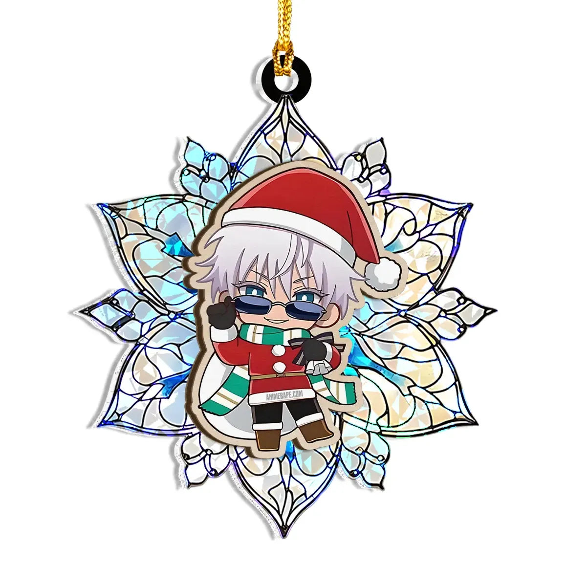 Gojo Satoru Jujutsu Kaisen Wood Shattered Glass Hologram Ornament - 8 in