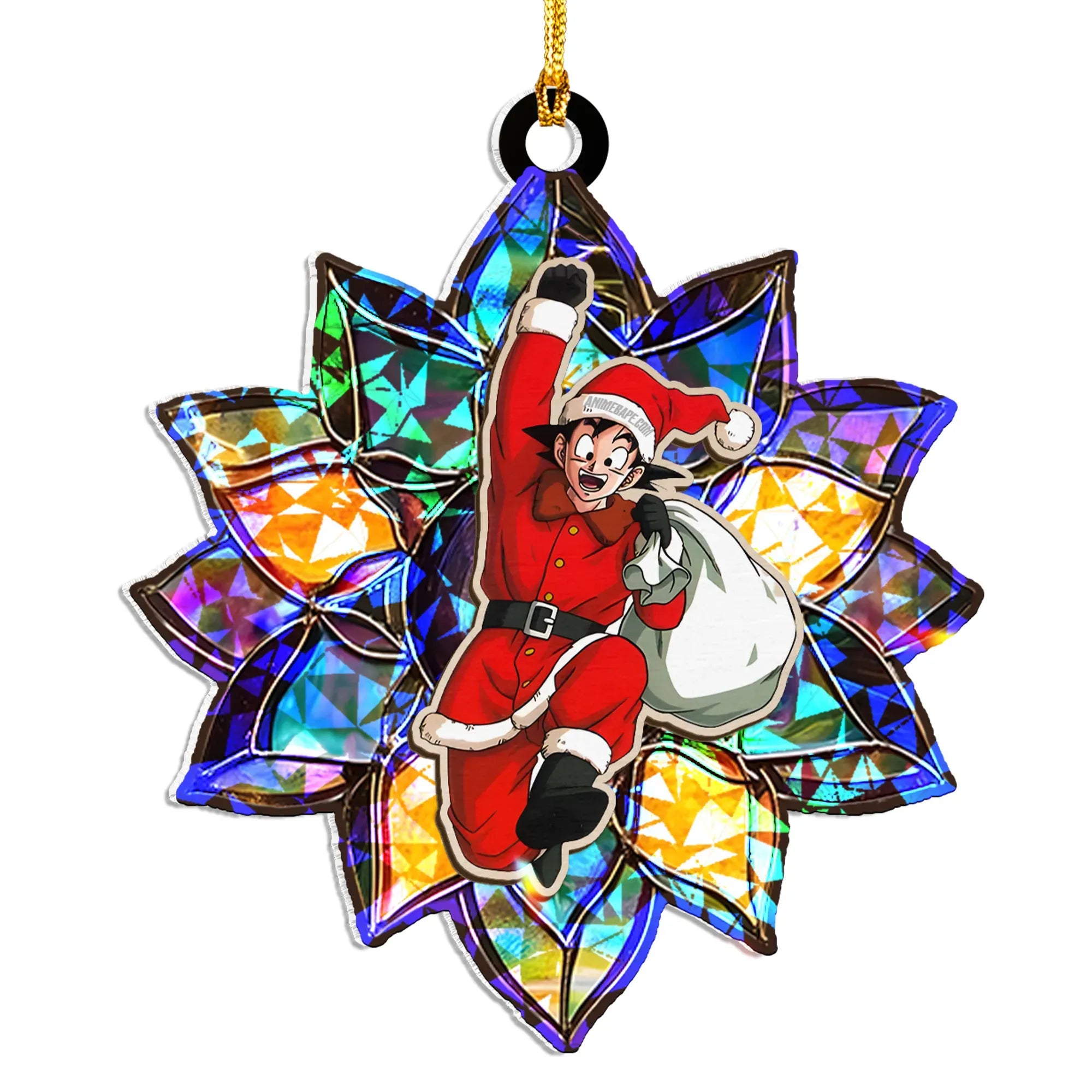 Goku Dragon Ball V4 Wood Shattered Glass Hologram Ornament - 8 in