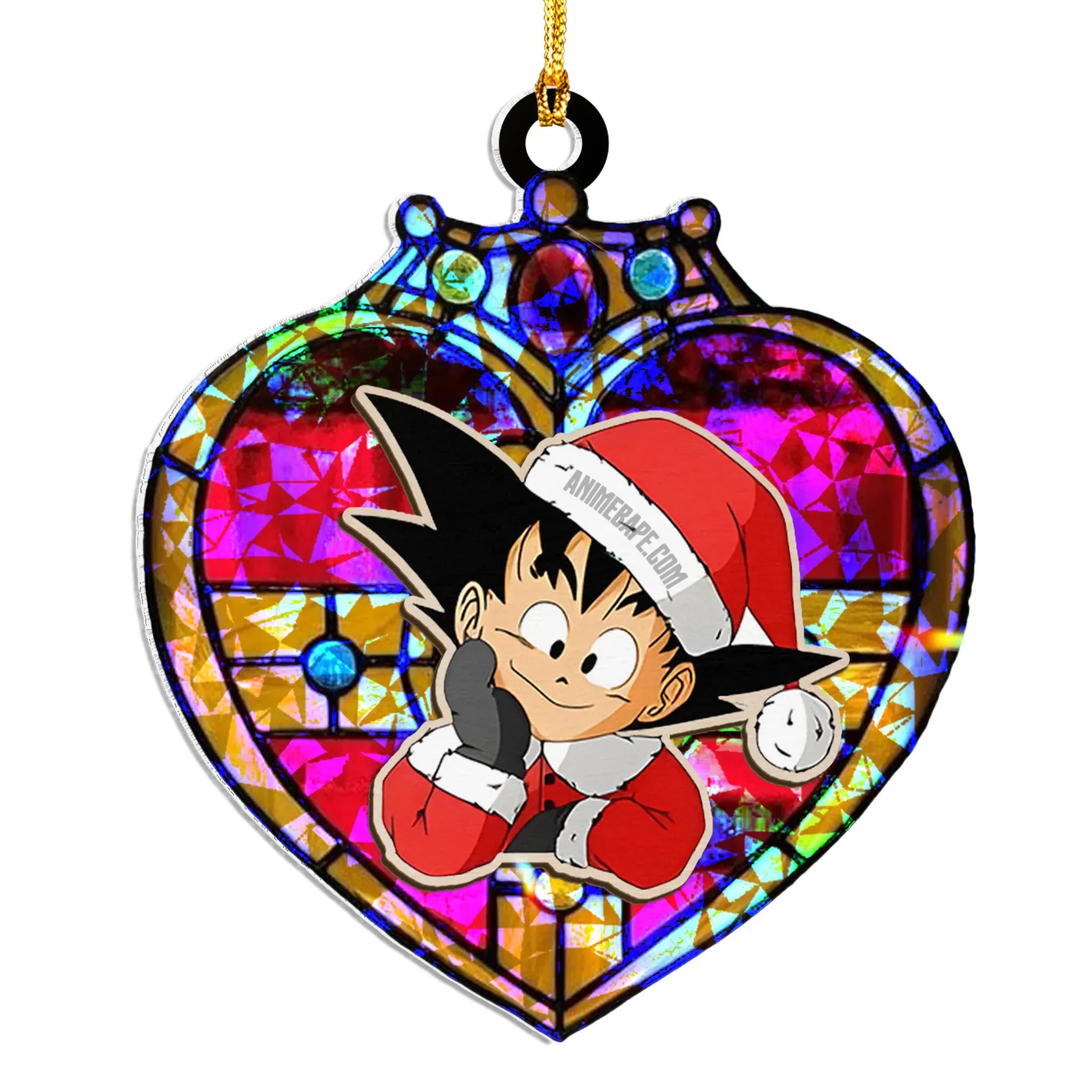 Goku Dragon Ball V5 Wood Shattered Glass Hologram Ornament - 8 in