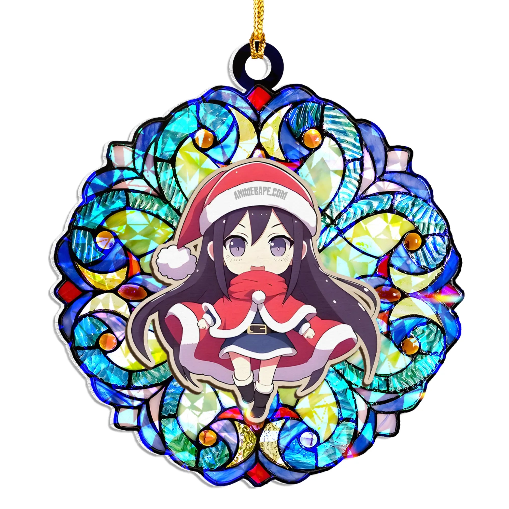 Hinata Hyuga Naruto Wood Shattered Glass Hologram Ornament - 8 in