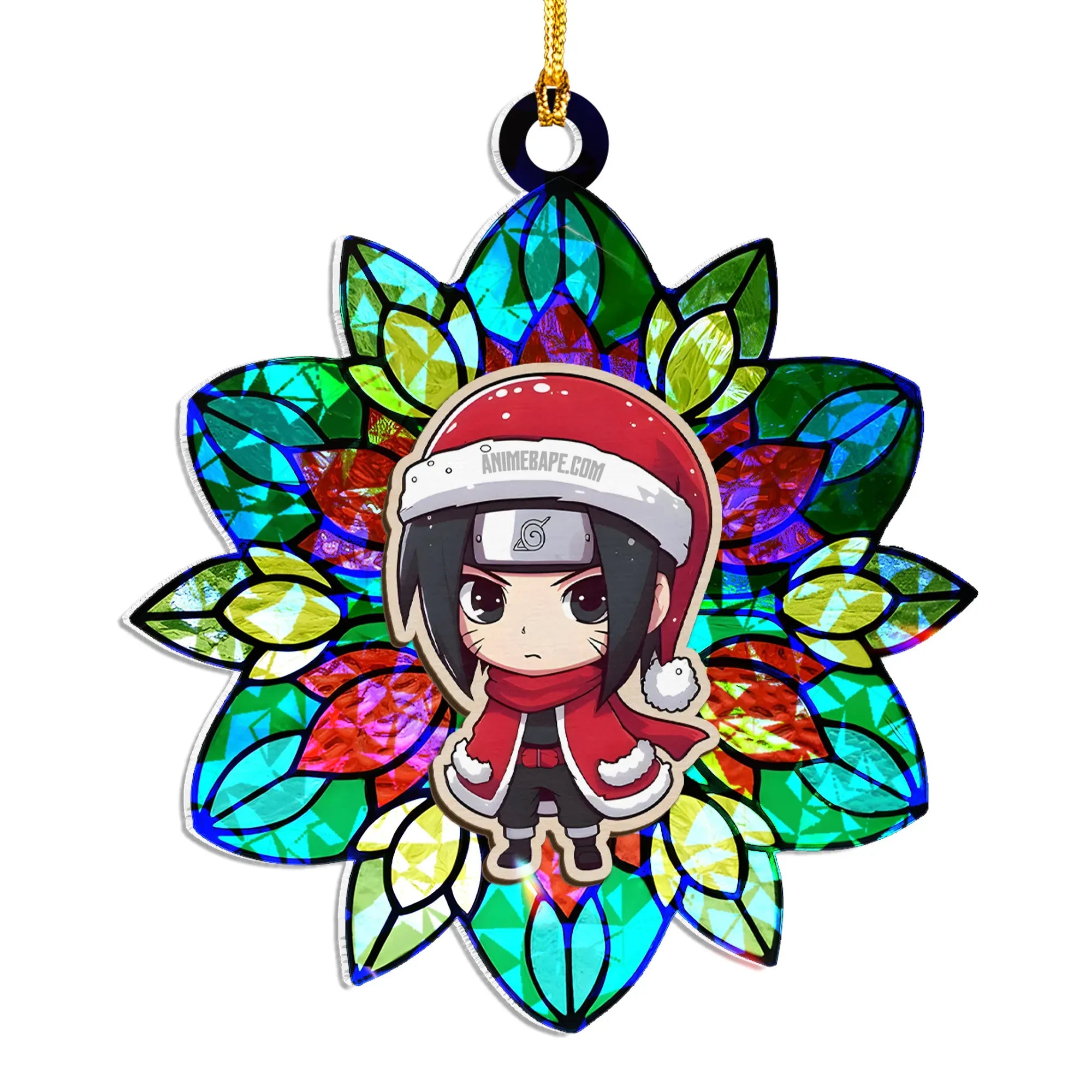 Itachi Uchiha Naruto V2 Wood Shattered Glass Hologram Ornament - 8 in