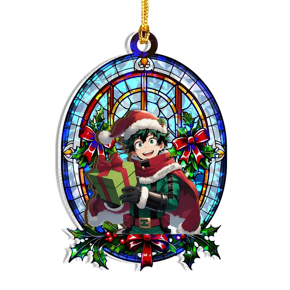 Izuku Midoriya My Hero Academia Wood Shattered Glass Hologram Ornament - 8 in