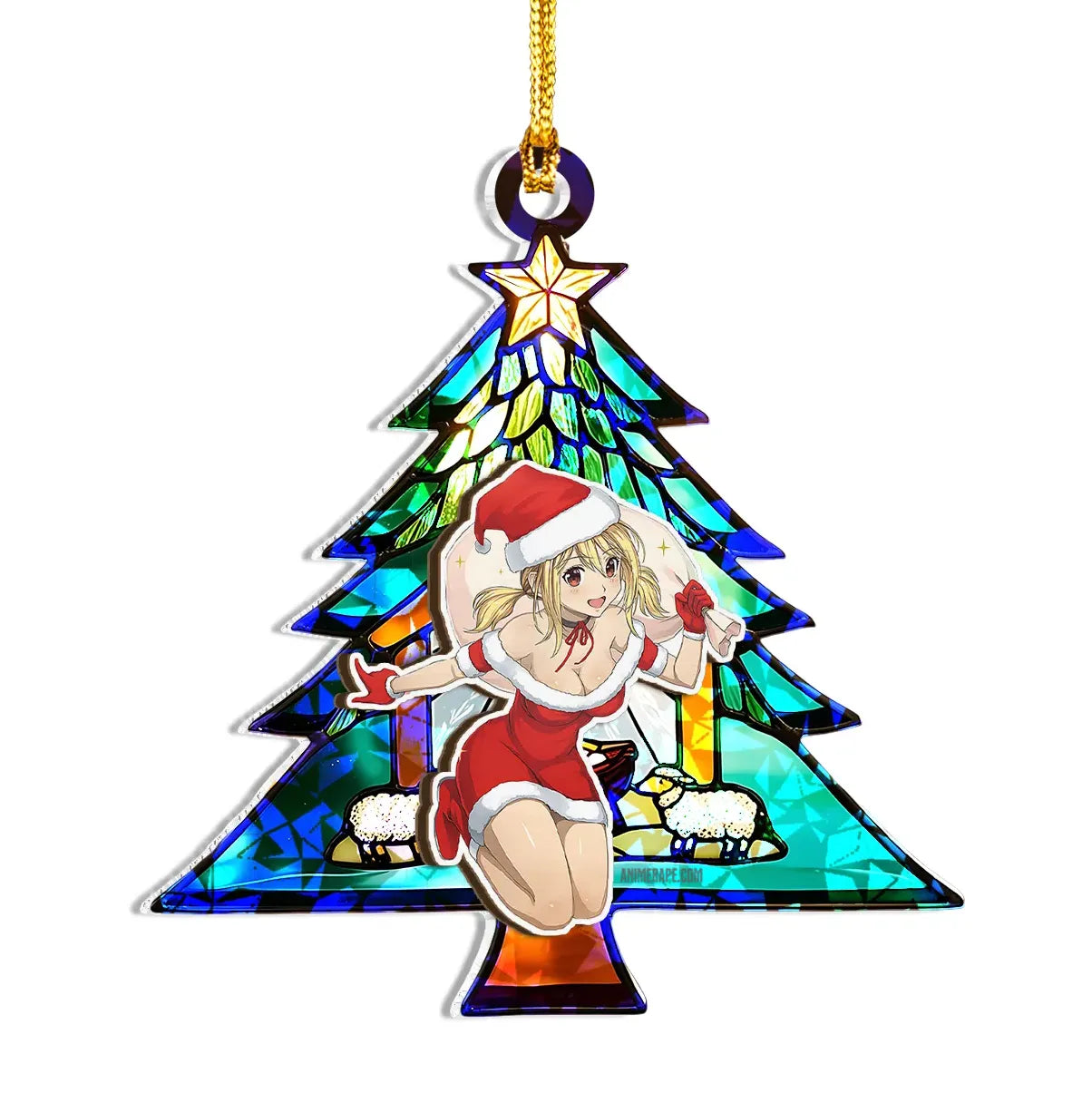 Lucy Heartfilia Fairy Tail Wood Shattered Glass Hologram Ornament - 8 in