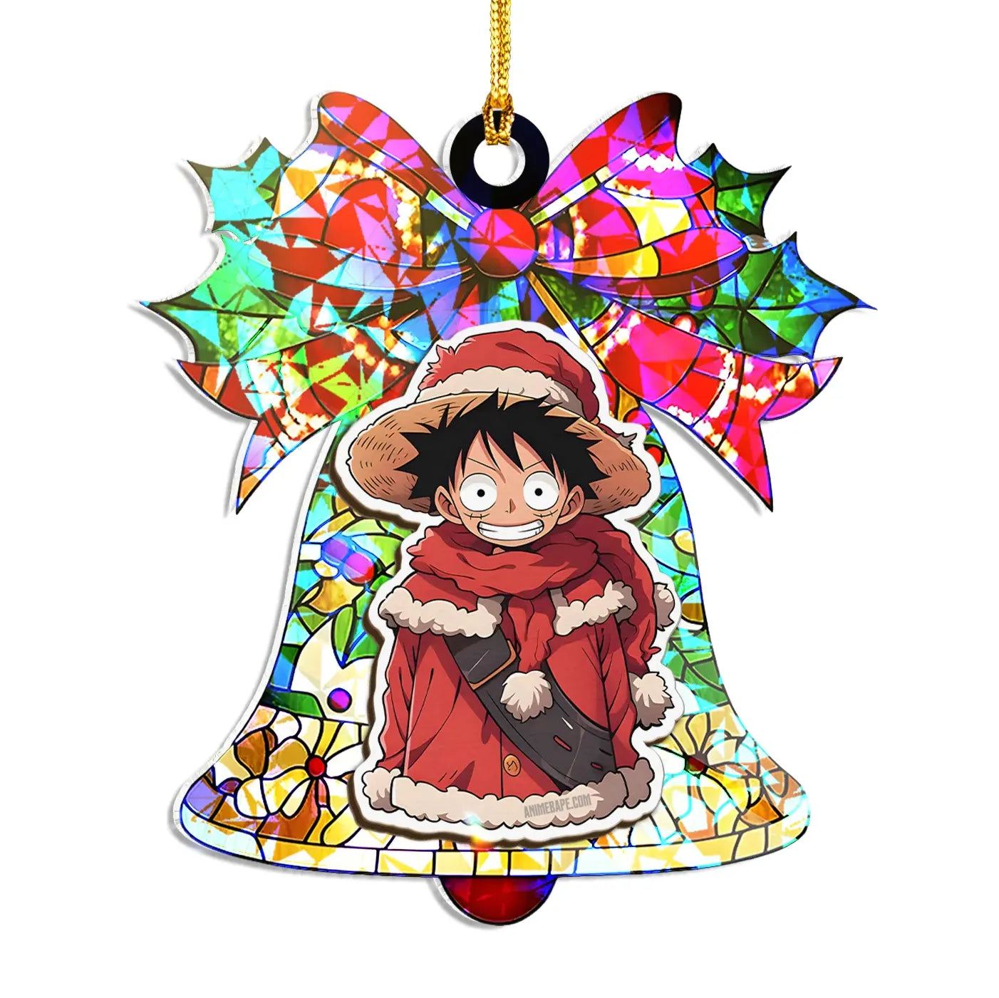 Monkey D. Luffy One Piece V3 Wood Shattered Glass Hologram Ornament - 8 in