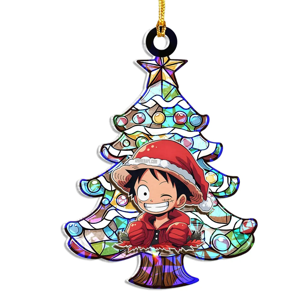 Monkey D. Luffy One Piece V4 Wood Shattered Glass Hologram Ornament - 8 in