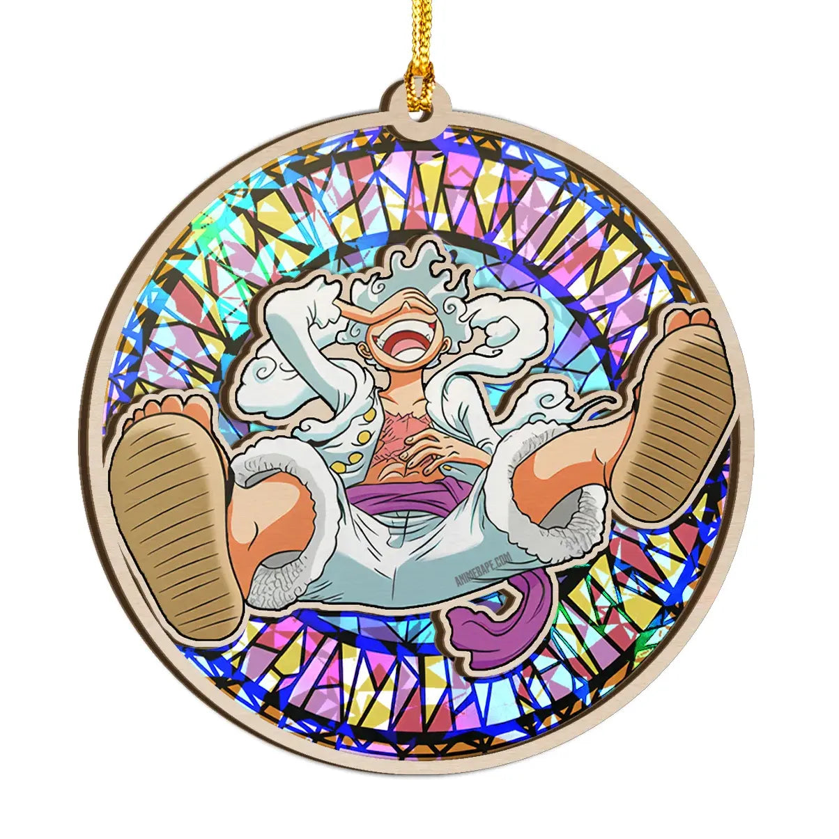Monkey D. Luffy One Piece Wood Shattered Glass Hologram Ornament - 8 in