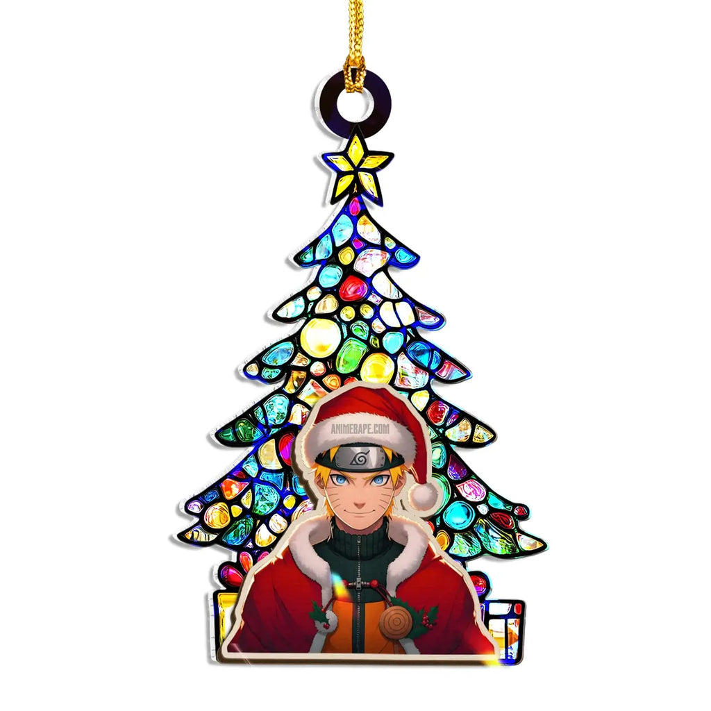 Naruto Uzumaki Naruto V2 Wood Shattered Glass Hologram Ornament - 8 in