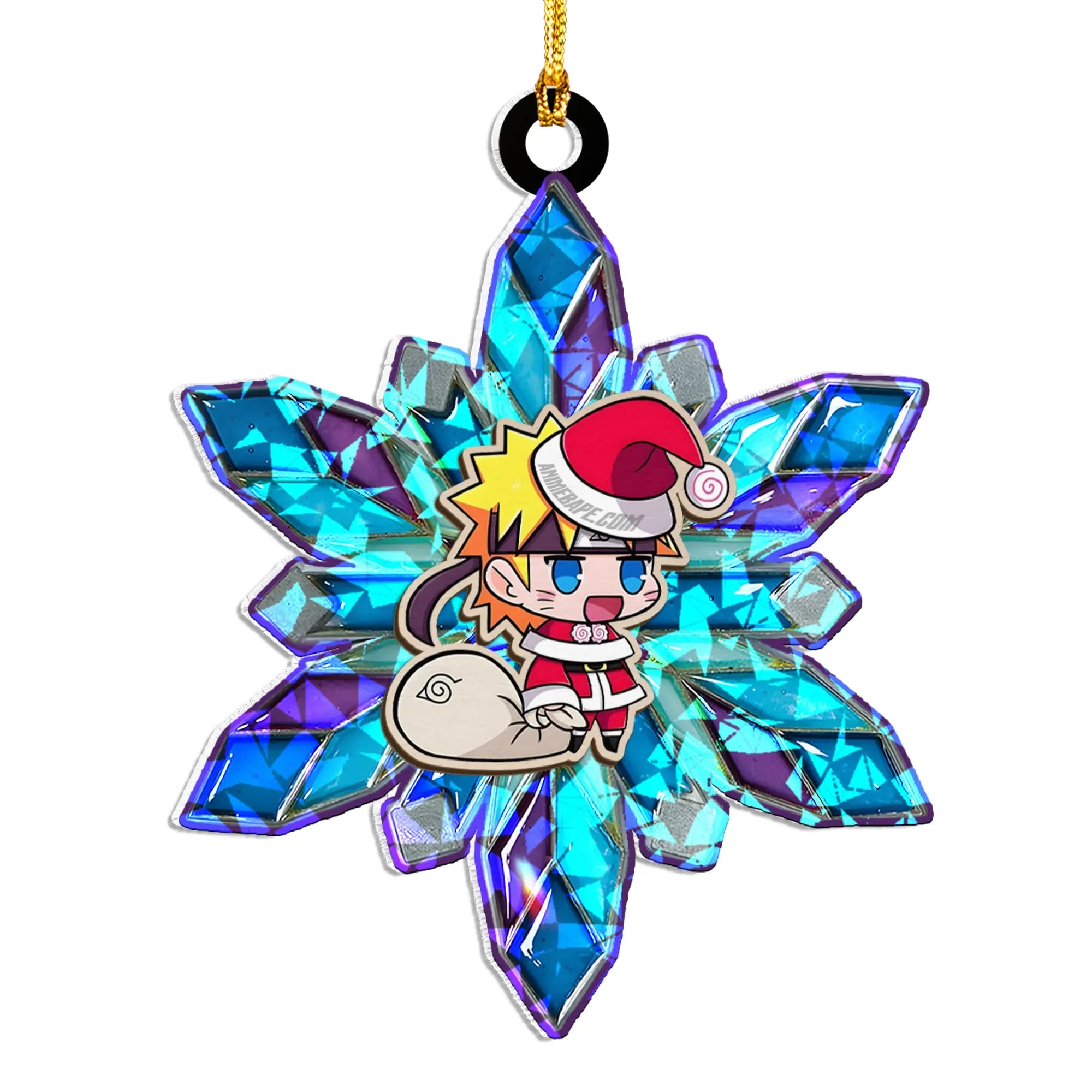 Naruto Uzumaki Naruto V4 Wood Shattered Glass Hologram Ornament - 8 in