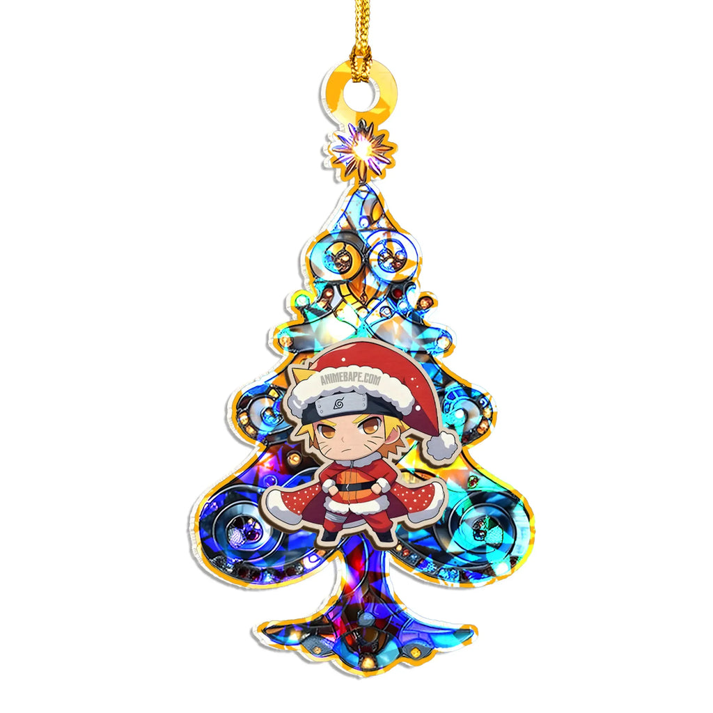 Naruto Uzumaki Naruto V5 Wood Shattered Glass Hologram Ornament - 8 in