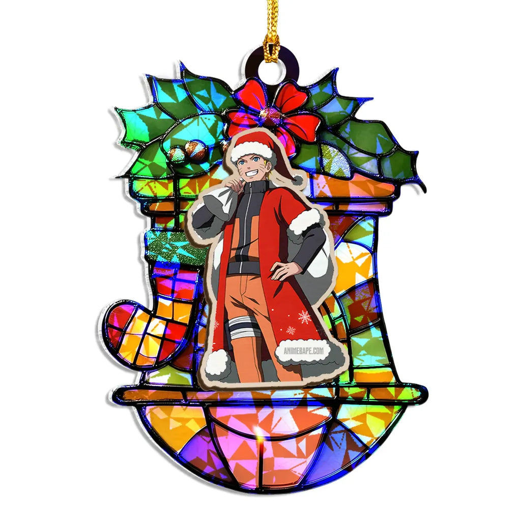 Naruto Uzumaki Naruto Wood Shattered Glass Hologram Ornament - 8 in