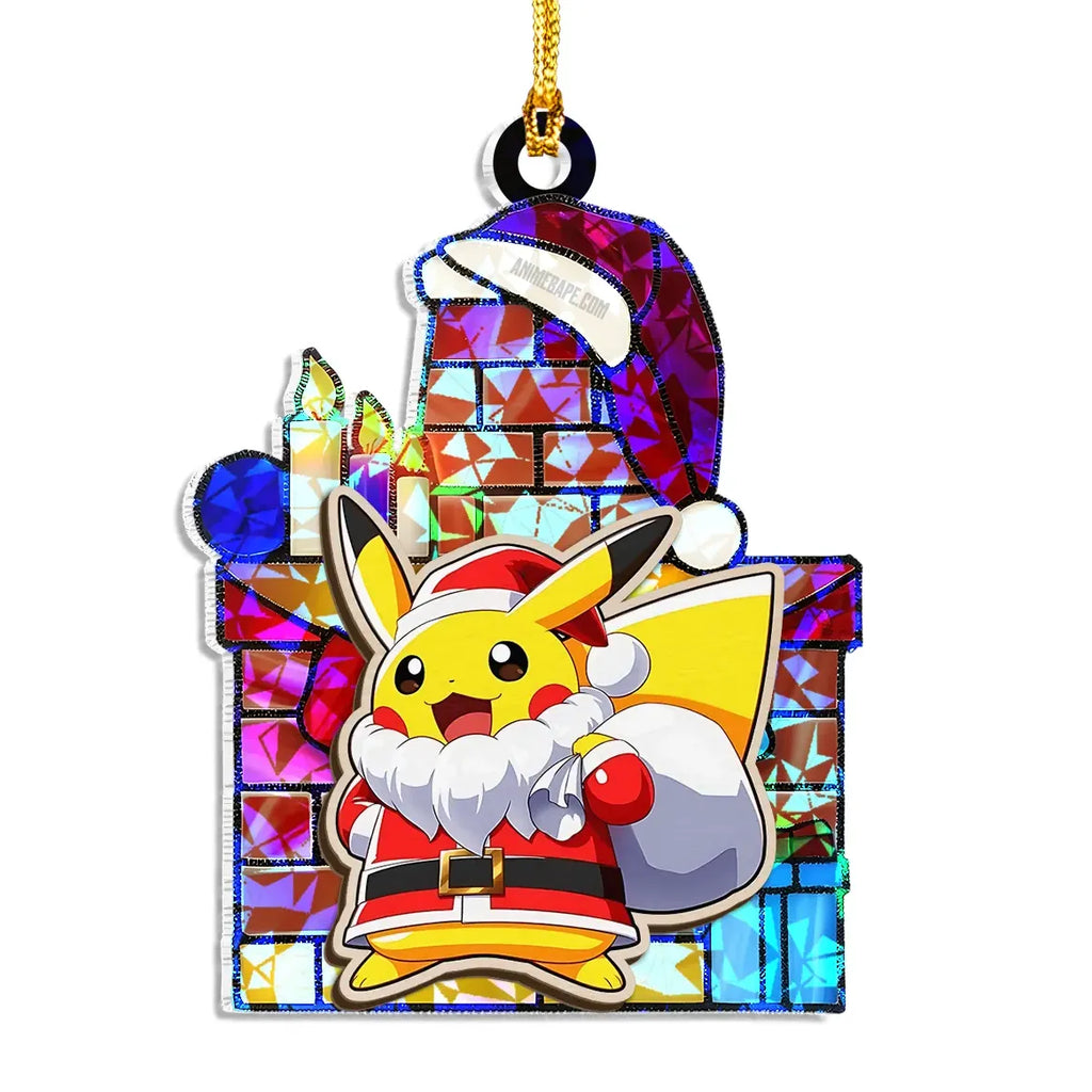 Pikachu Pokemon Wood Shattered Glass Hologram Ornament - 8 in