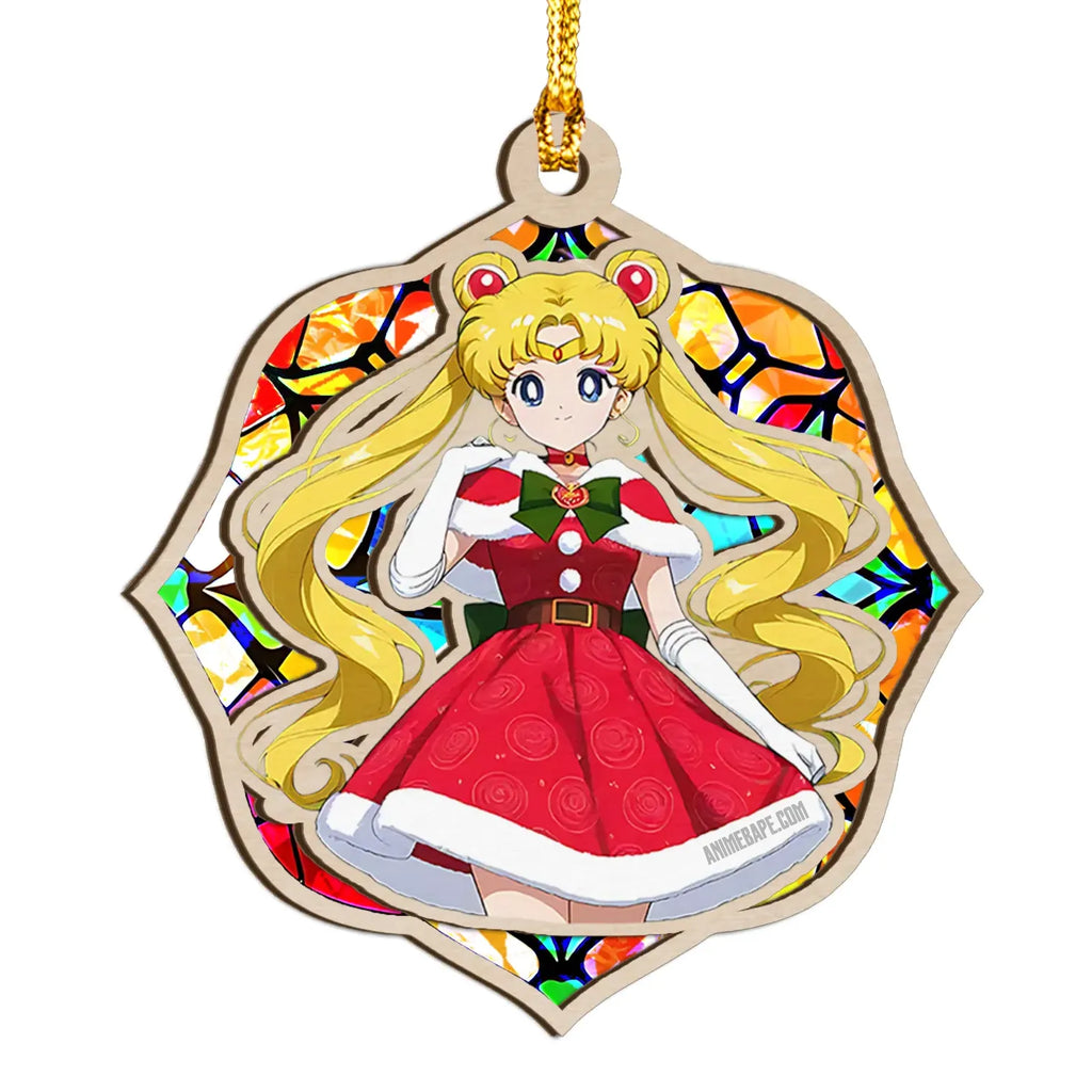 Usagi Tsukino Sailor Moon Wood Shattered Glass Hologram Ornament - 8 in