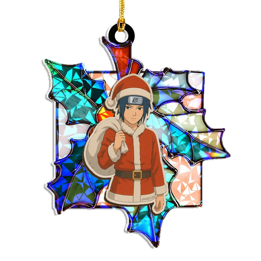 Sasuke Naruto Wood Shattered Glass Hologram Ornament - 8 in