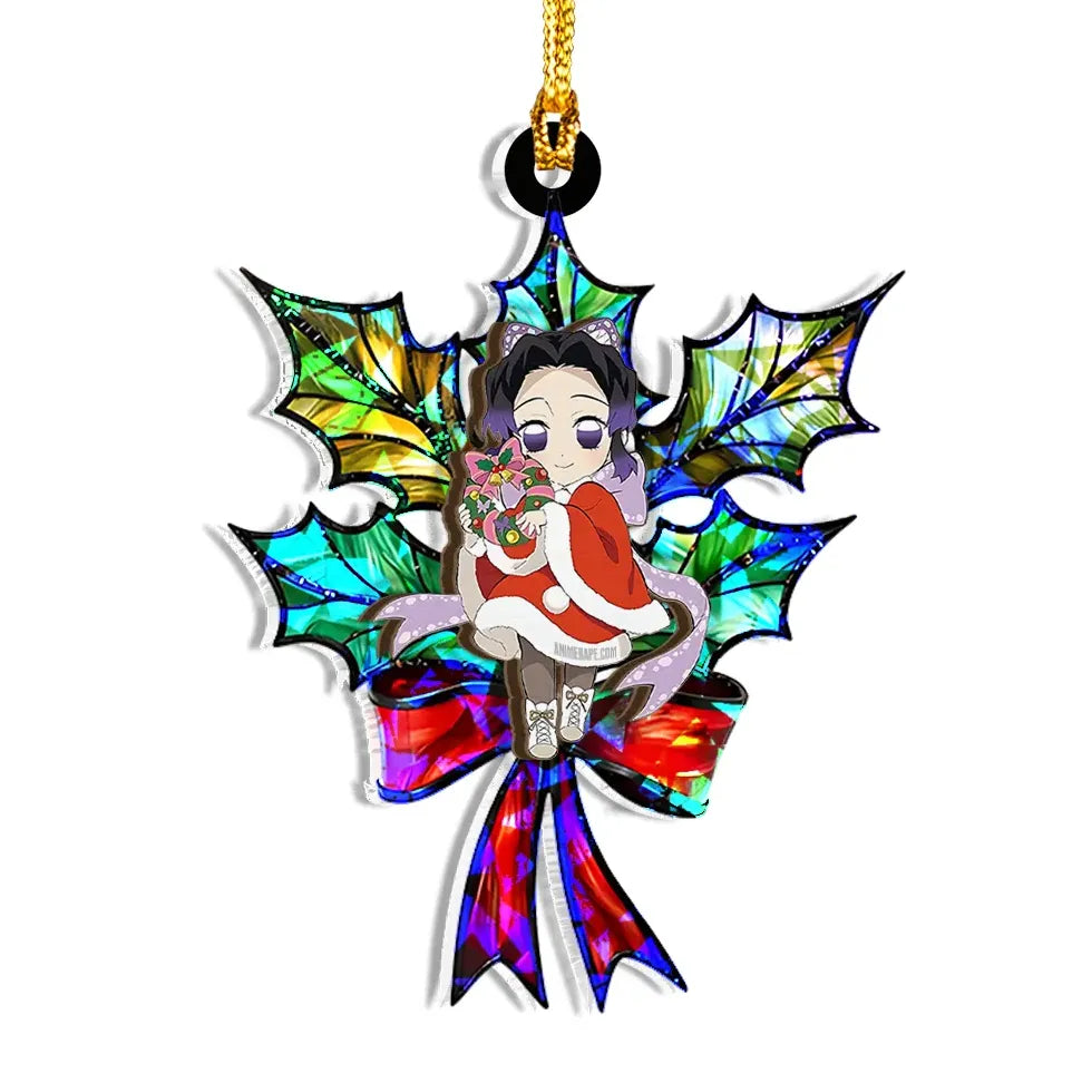 Shinobu Kocho Demon Slayer V1 Wood Shattered Glass Hologram Ornament - 8 in
