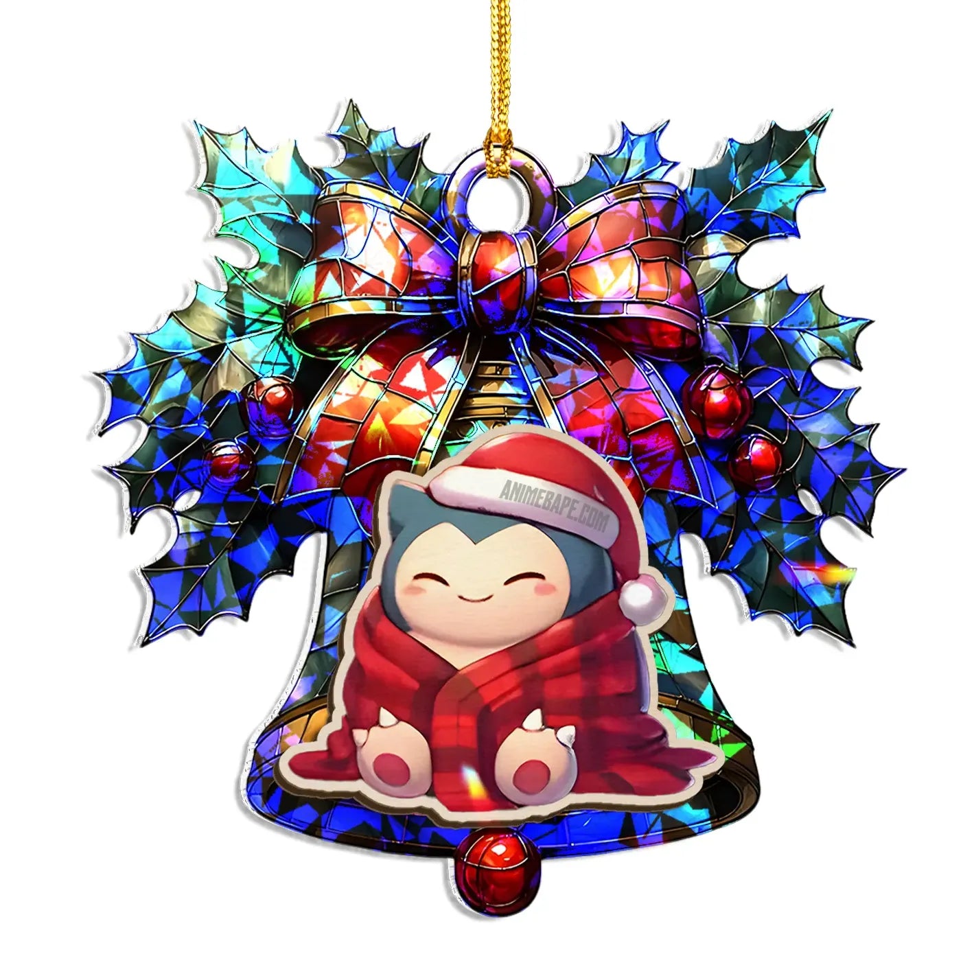 Snorlax Pokemon Wood Shattered Glass Hologram Ornament - 8 in