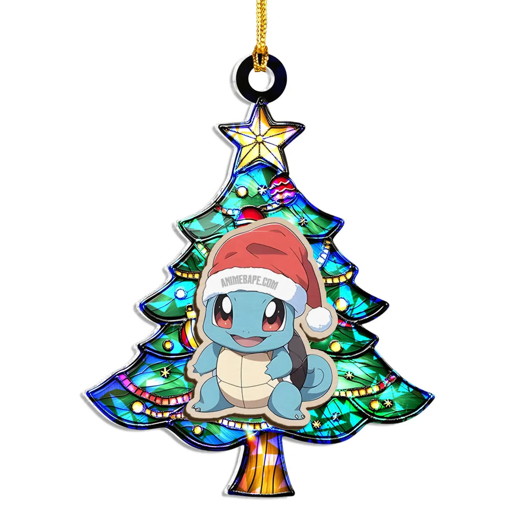 Squirtle Pokemon Wood Shattered Glass Hologram Ornament - 8 in