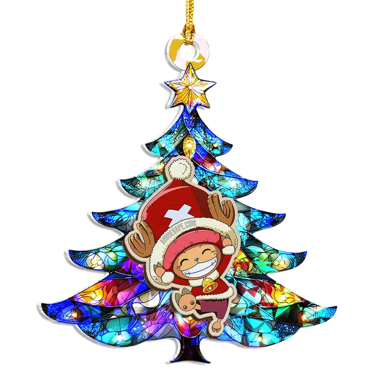 Tony Tony Chopper One Piece Wood Shattered Glass Hologram Ornament - 8 in