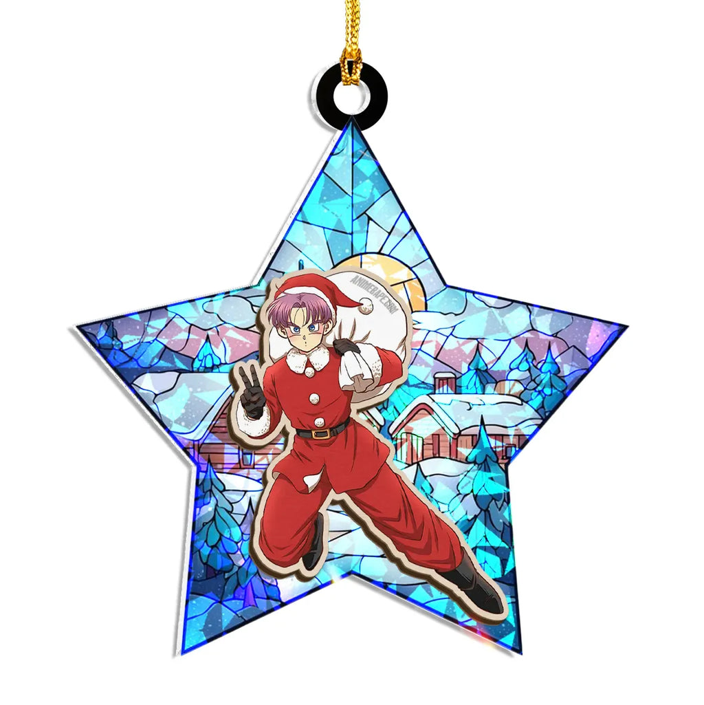 Trunks Dragon Ball Wood Shattered Glass Hologram Ornament - 8 in