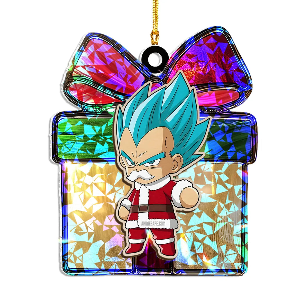 Vegeta Dragon Ball Wood Shattered Glass Hologram Ornament - 8 in