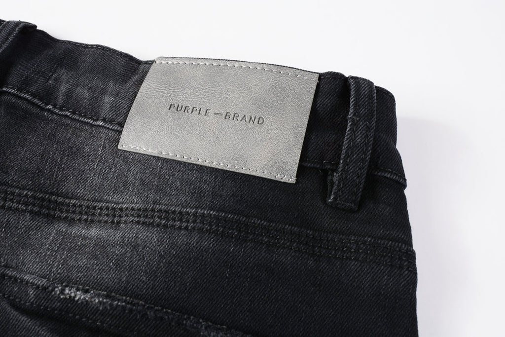 Men Streetwear Jeans Distressed Black Paint Splash Patch Ripped skinny 9099