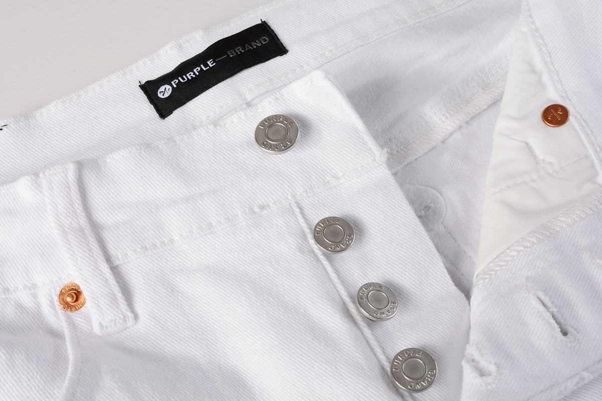 Men Streetwear Skinny Jeans White Wash with Minimalist Textured Finish 9024