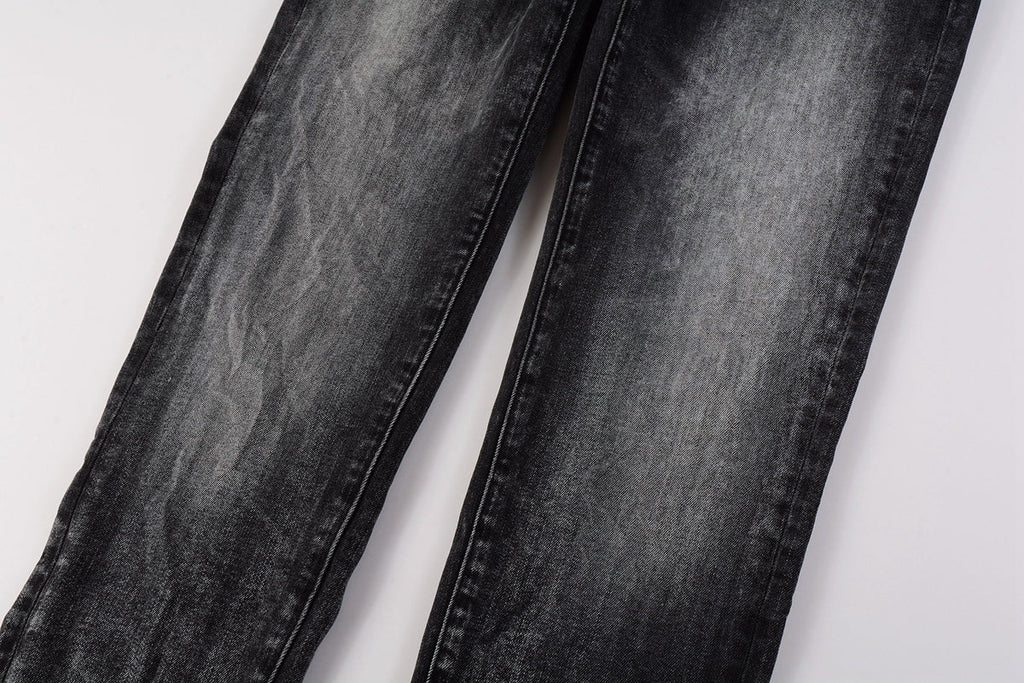 Men Streetwear Skinny Jeans Dark Gray Wash with Minimalist Style 9019