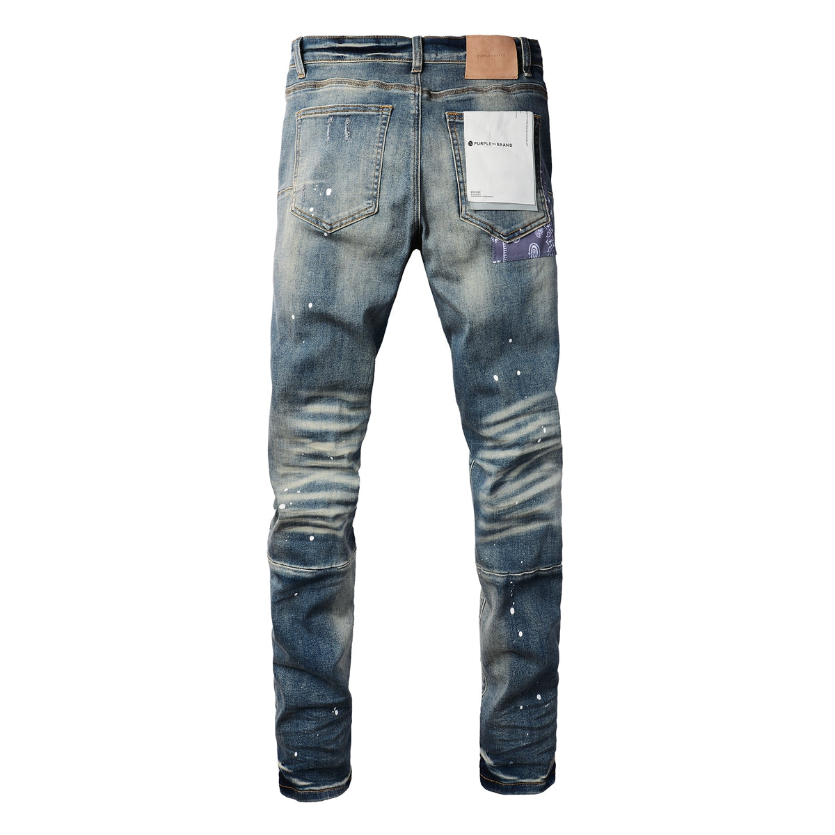 Men Streetwear Jeans Distressed Blue PatchPaint skinny Fit 9025