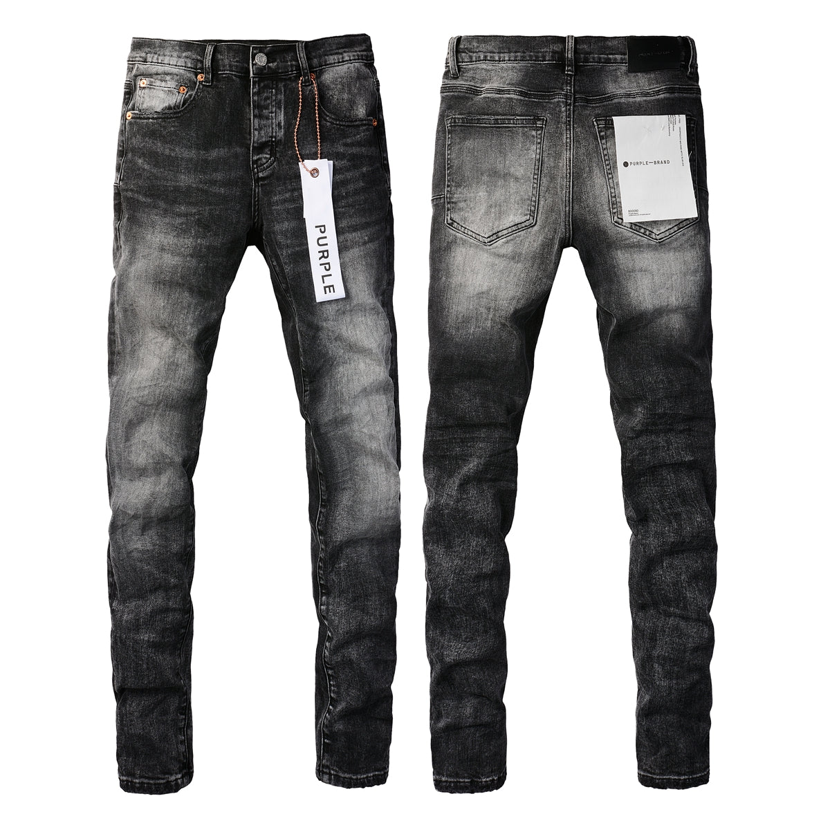 Men Streetwear Skinny Jeans Dark Gray Wash with Minimalist Style 9019