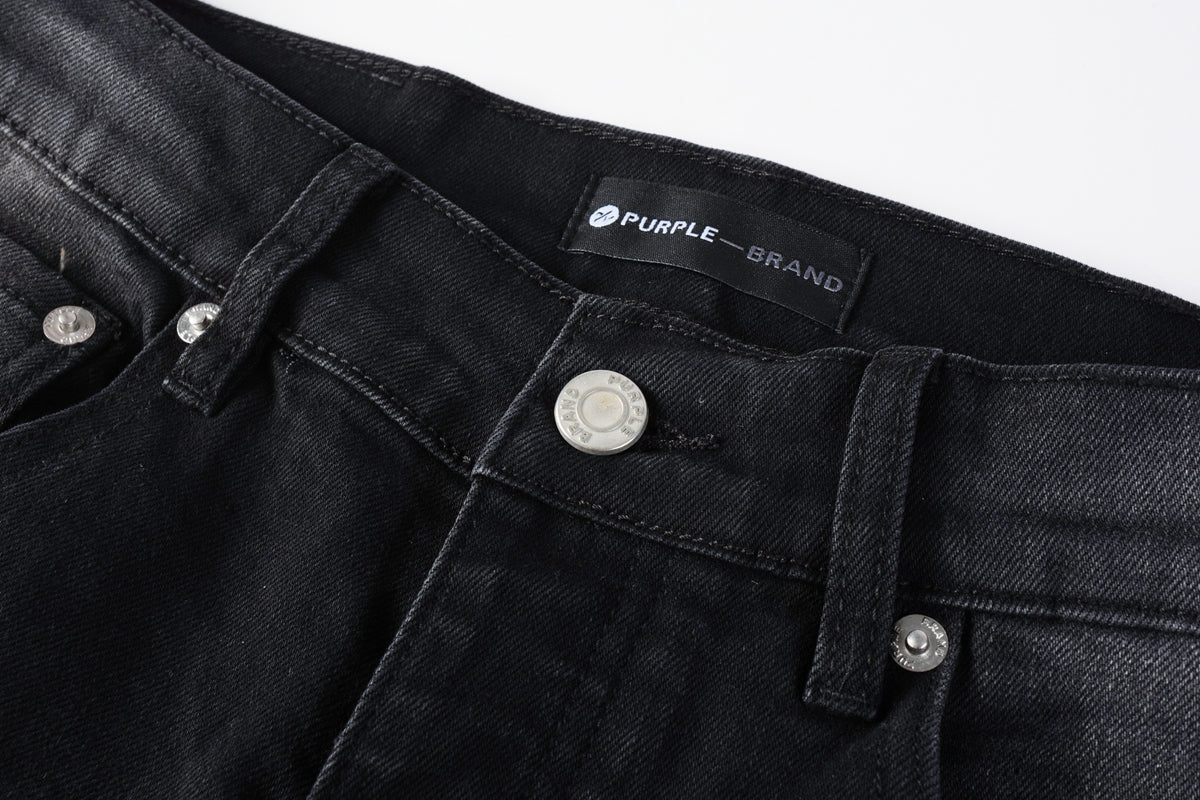 Men Streetwear Jeans Distressed Black Paint Splash Patch Ripped skinny 9099