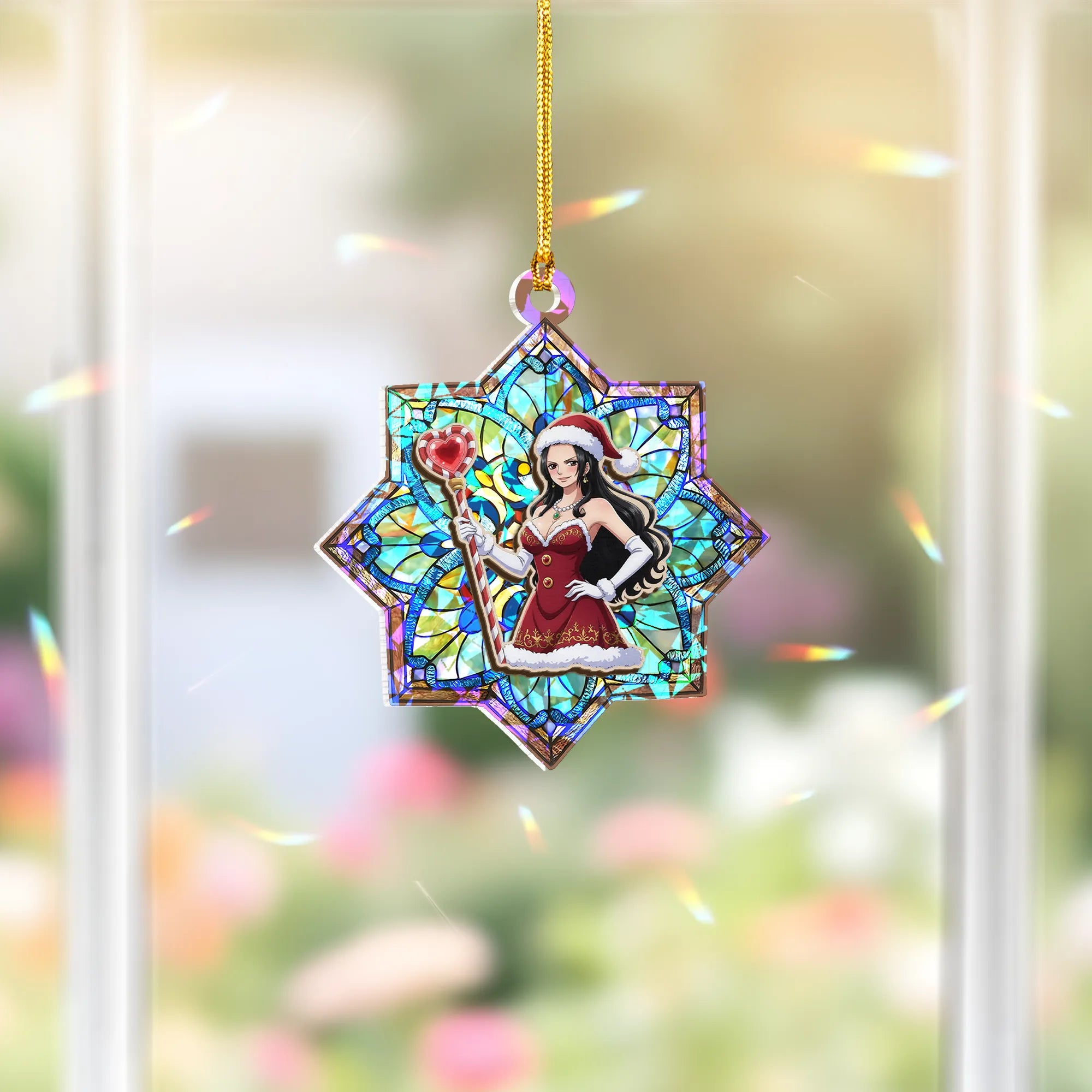 Boa Hancock One Piece Wood Shattered Glass Hologram Ornament - 5 in