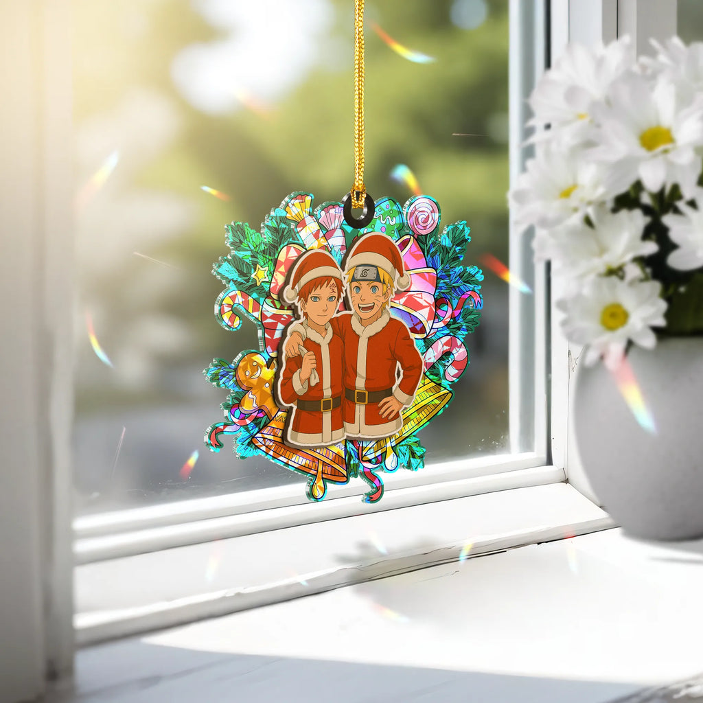 Gaara And Naruto Wood Shattered Glass Hologram Ornament - 5 in