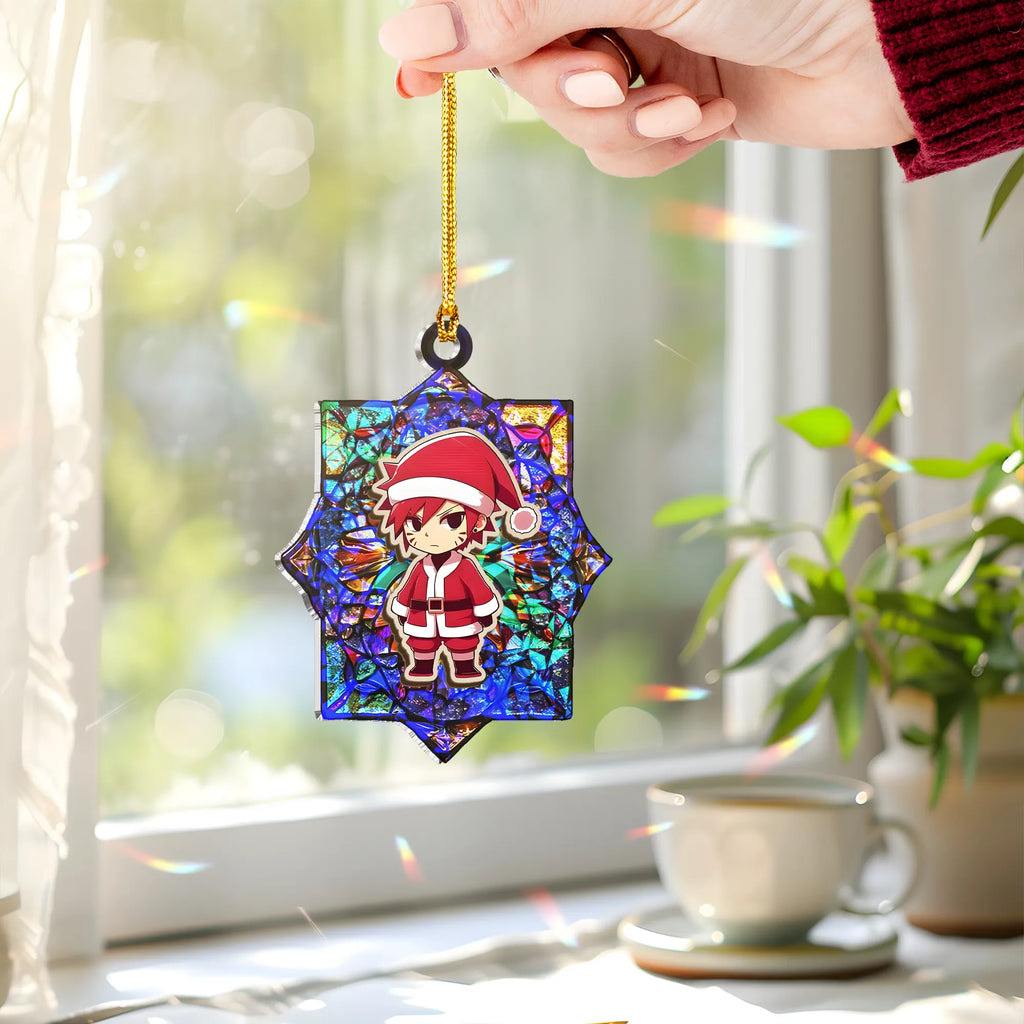 Gaara Naruto Wood Shattered Glass Hologram Ornament - 5 in