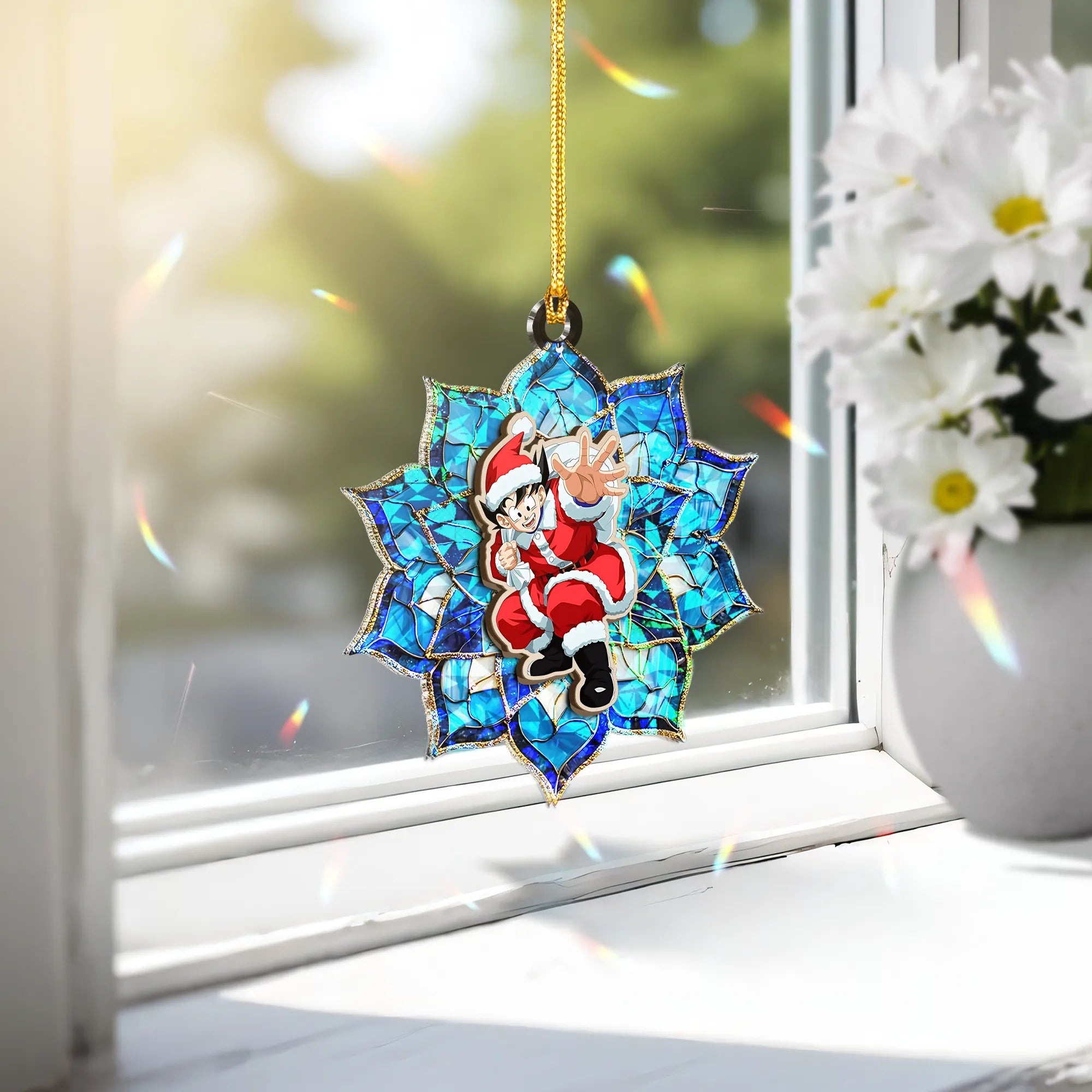 Goku Dragon Ball V3 Wood Shattered Glass Hologram Ornament - 5 in