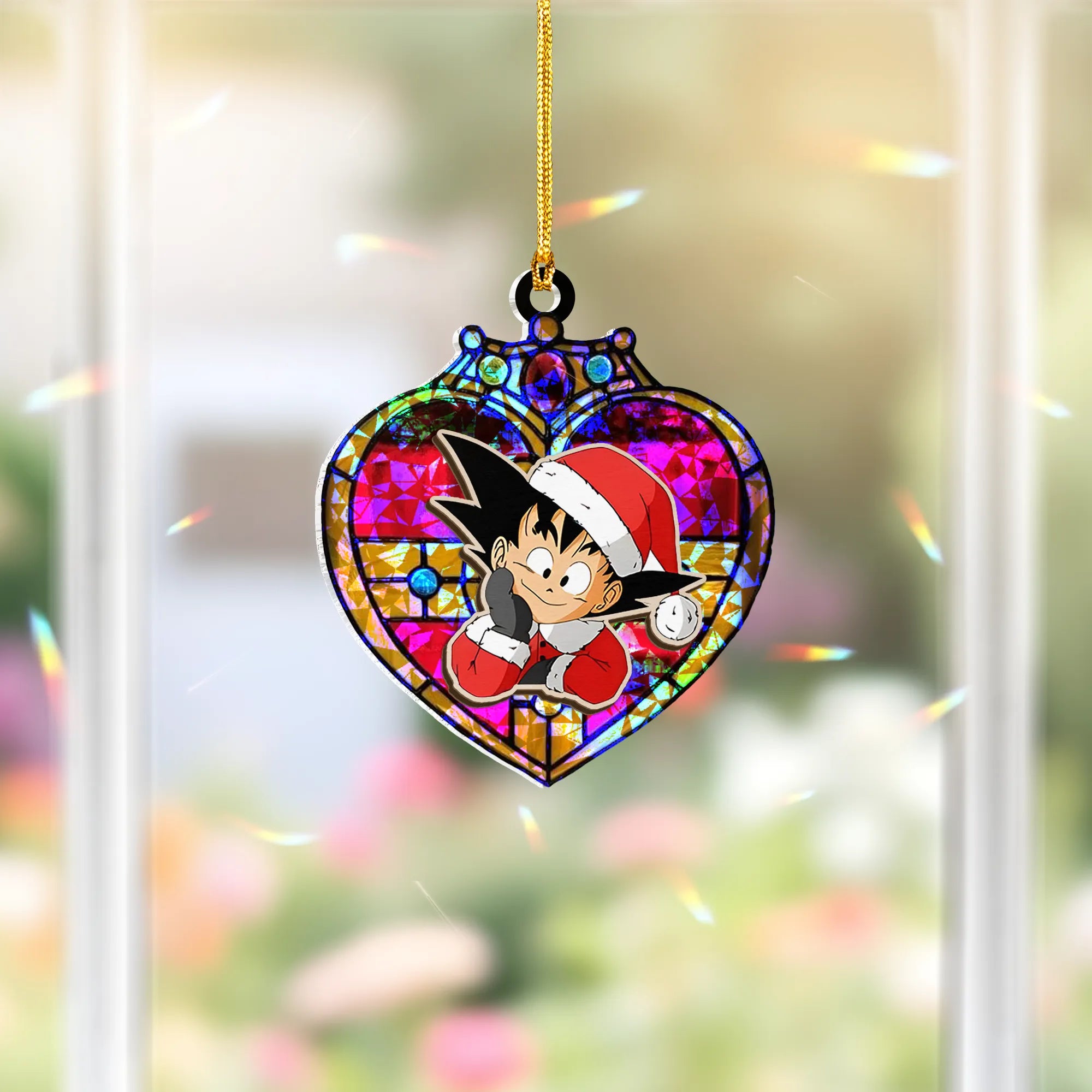 Goku Dragon Ball V5 Wood Shattered Glass Hologram Ornament - 5 in