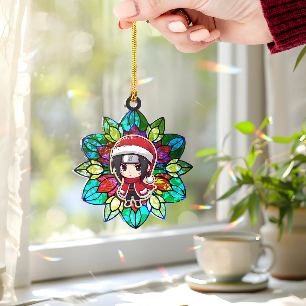 Itachi Uchiha Naruto V2 Wood Shattered Glass Hologram Ornament - 5 in