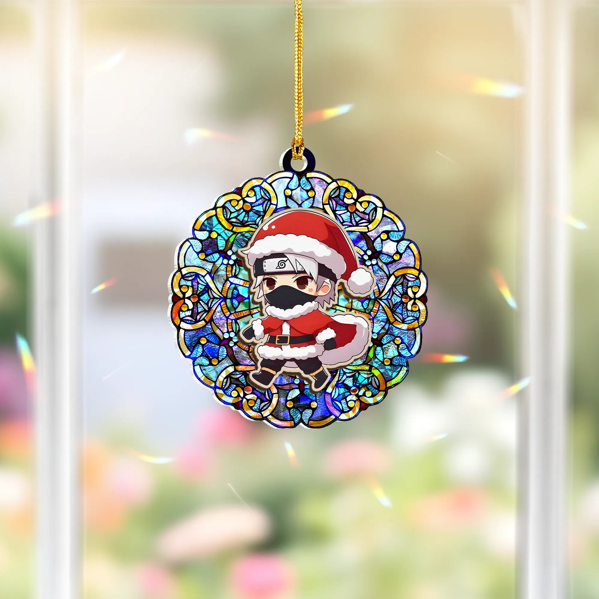 Kakashi Hatake Naruto V2 Wood Shattered Glass Hologram Ornament - 5 in