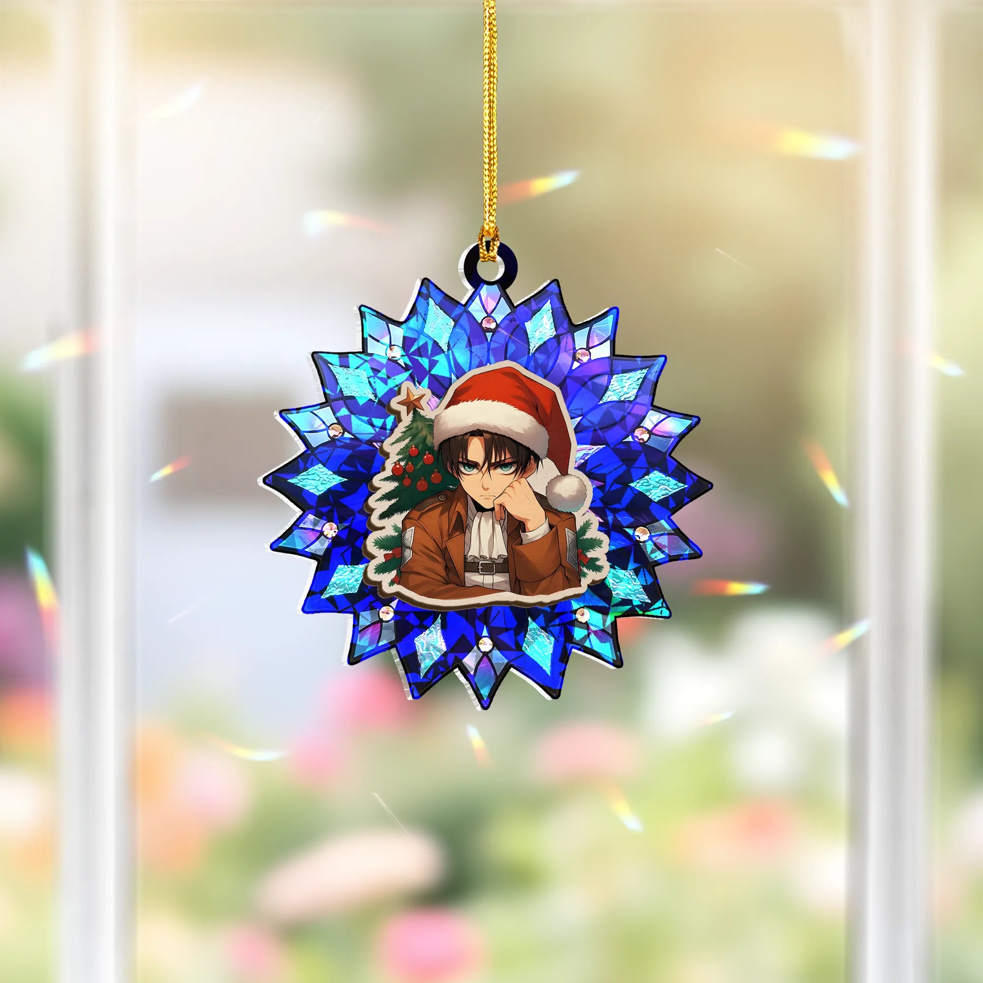 Levi Ackerman Attack on Titan Wood Shattered Glass Hologram Ornament - 5 in