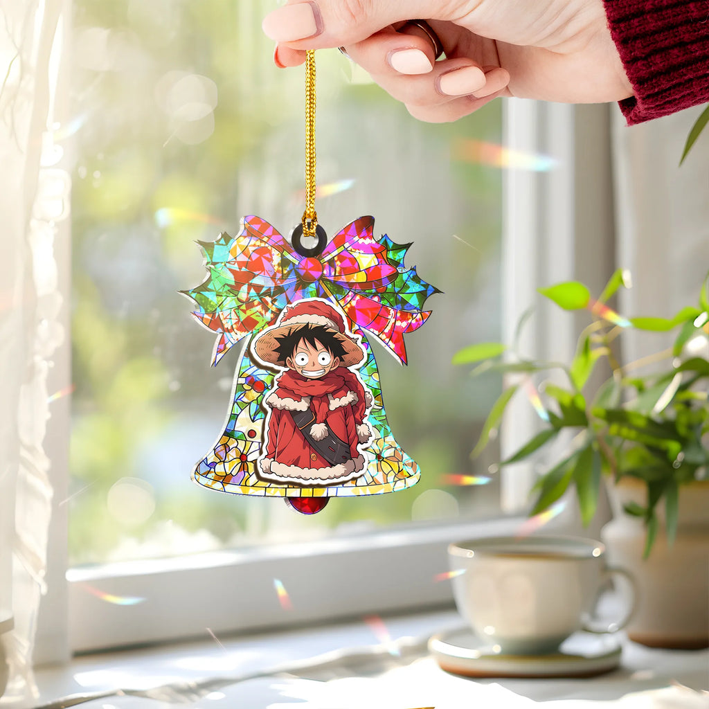 Monkey D. Luffy One Piece V3 Wood Shattered Glass Hologram Ornament - 5 in