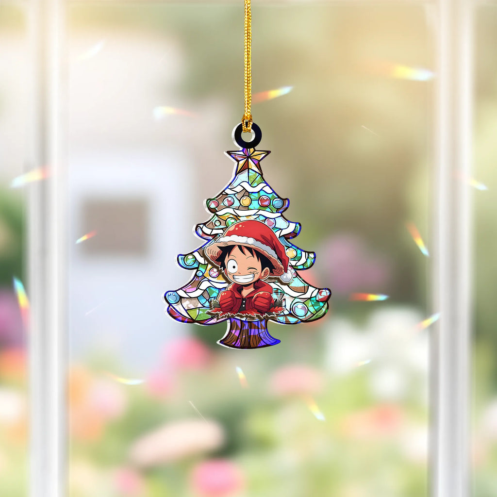 Monkey D. Luffy One Piece V4 Wood Shattered Glass Hologram Ornament - 5 in