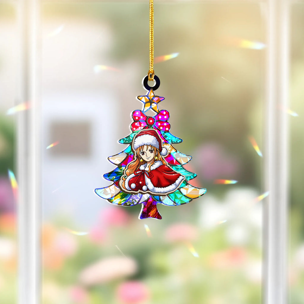 Nami One Piece Wood Shattered Glass Hologram Ornament - 5 in