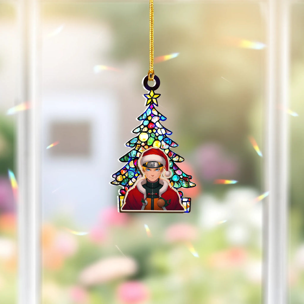 Naruto Uzumaki Naruto V2 Wood Shattered Glass Hologram Ornament - 5 in