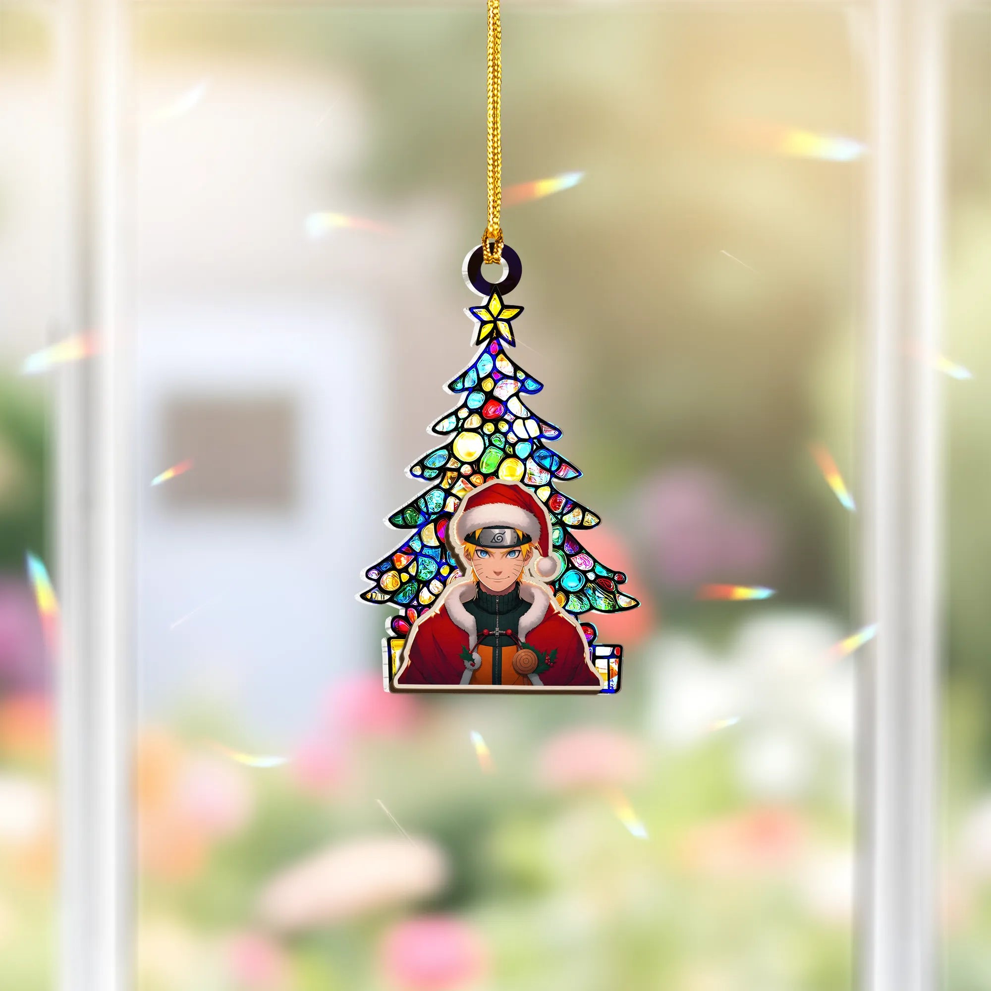 Naruto Uzumaki Naruto V2 Wood Shattered Glass Hologram Ornament - 5 in