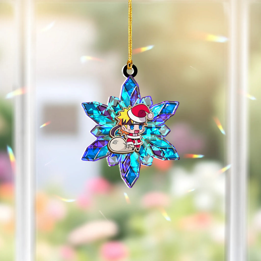 Naruto Uzumaki Naruto V4 Wood Shattered Glass Hologram Ornament - 5 in