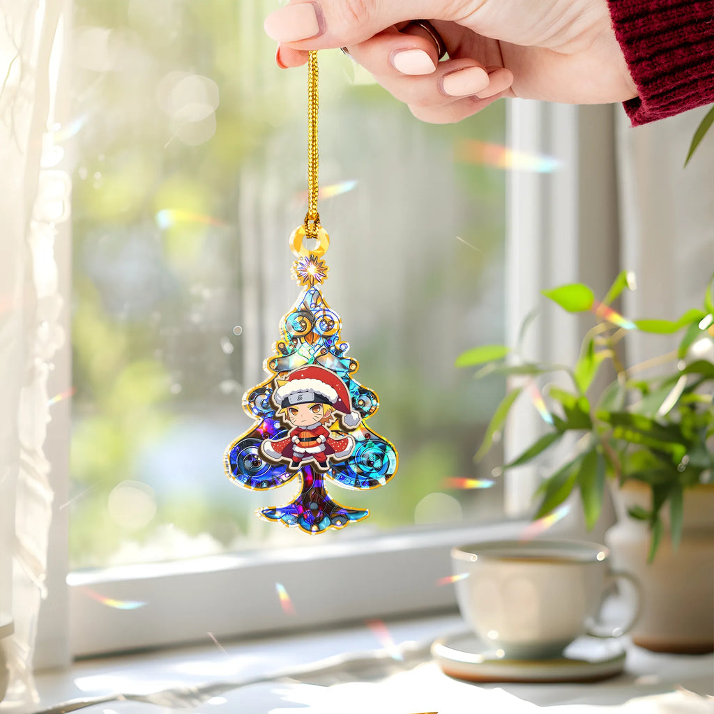 Naruto Uzumaki Naruto V5 Wood Shattered Glass Hologram Ornament - 5 in