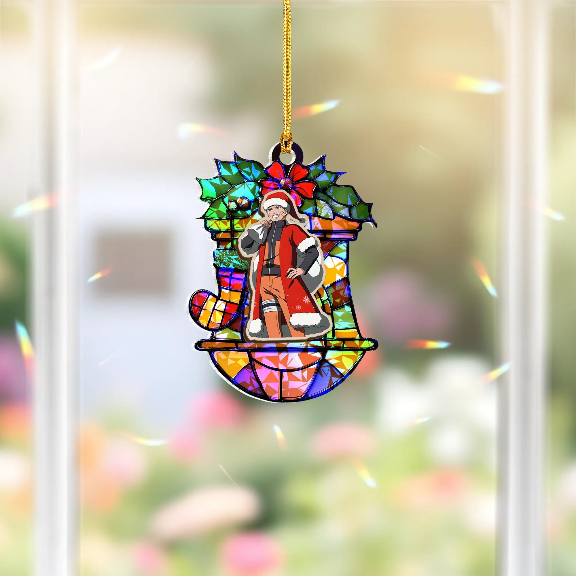 Naruto Uzumaki Naruto Wood Shattered Glass Hologram Ornament - 5 in